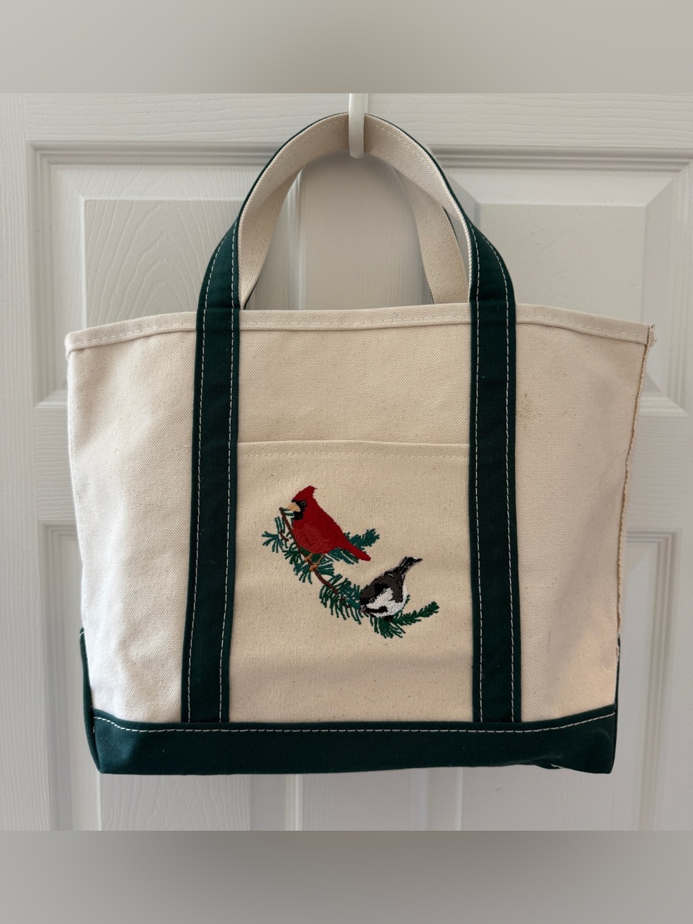 L.L.Bean Boat and Tote Heavyweight Cotton Canvas  Large Tote Bag Cardinal Birds